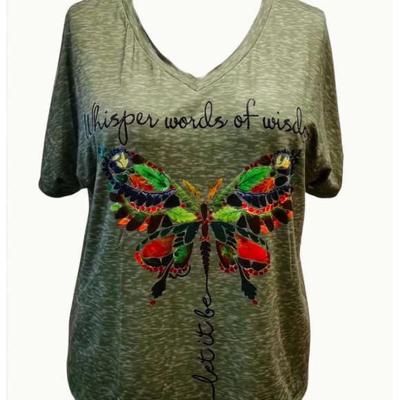 NWOT Unbranded Womans shirt- (22W) - Olive Green - Picture 2 of 2